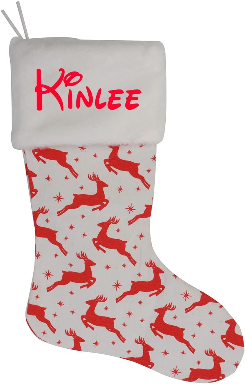 RONKAHSHOWKinlee Personalized Name Christmas Stockings Custom Christmas Stockings Large Stocking Design Gifts Stocking Christmas Party