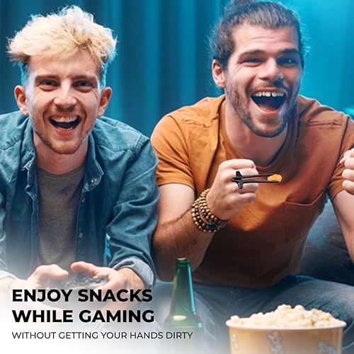 Miniatura 6 de 6 palillos de dedo para jugadores – Pinzas para agarrar aperitivos soporte en U – Utensilios para jugadores de aperitivos – Plástico reutilizable