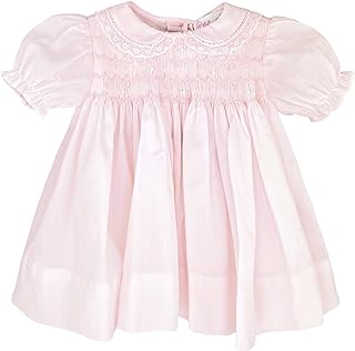 Petit Ami Baby Girls' Fully Smocked Dress with Lace Trim Price In India