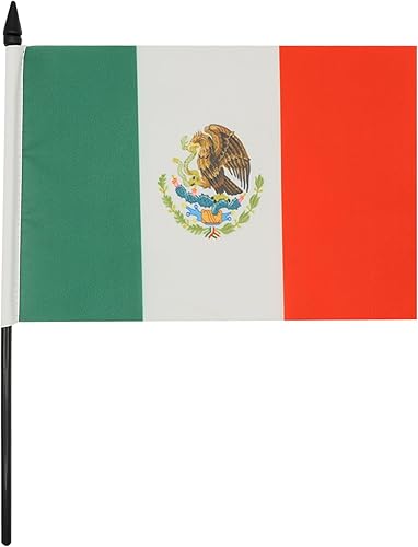 Miniatura 2 de Bandera de mesa de México 5'' x 8'' - Bandera de escritorio mexicana 8.3 x 5.5 in - Barra y base de plástico negro - AZ FLAG