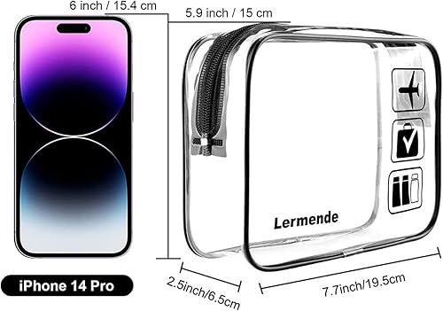 Miniatura 47 de Lermende 2pcs Clear Toiletry Bag TSA Approved Travel Bag,Carry On for Travel,Airport Airline Accessories Compliant Bag,Quart Sized Makeup Cosmetic
