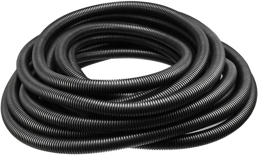 XYZOOM Corrugated Tube Conduit PP Polyethylene Tubing Flexible Pipe Hose Black 16mm Inner Dia 20mm OD 16mm ID 12M Long(8cc21 4dc27 01ac5 efc9c 16d78 06cf9