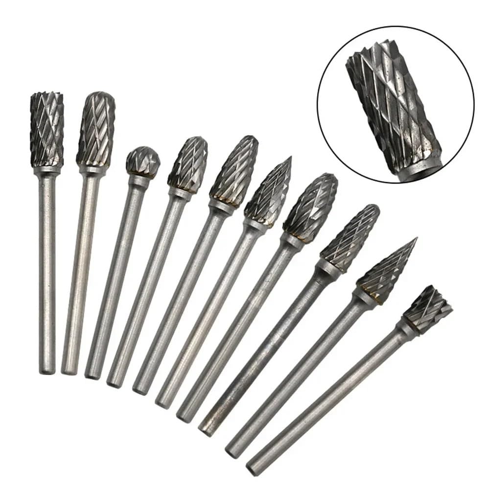 Têtes de meulage en acier au carbure, ensemble de 10 pièces, projets de bricolage, matériaux faciles à installer et à enlever, 10 pièces