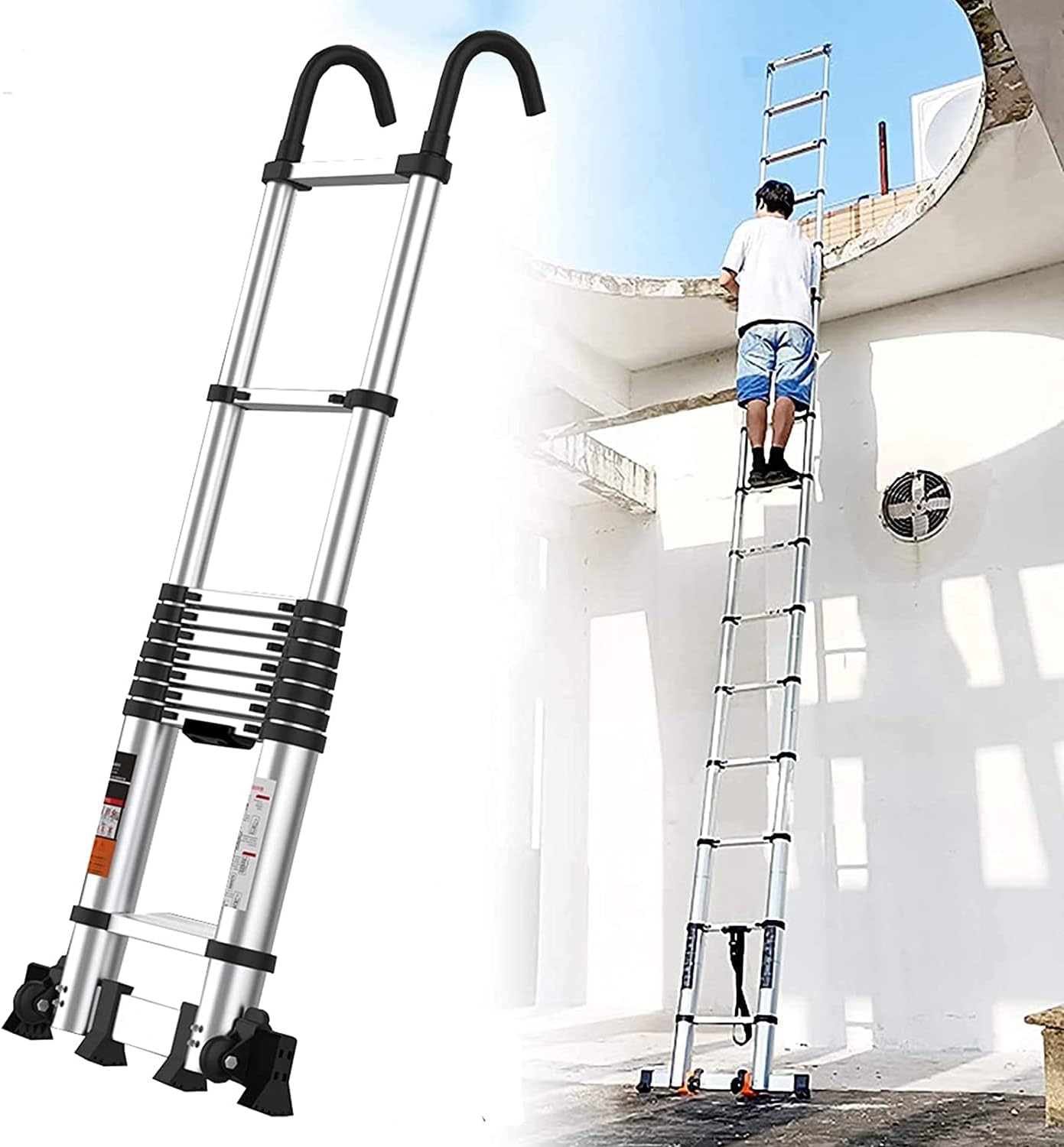 Telescopic Straight LadderTall Aluminum Telescoping Ladder 7m / 23ft ...