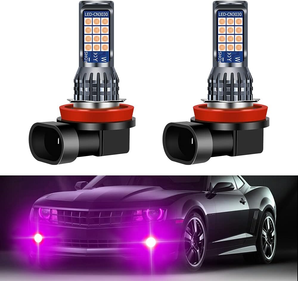 H11 Fog Lights - H11 H16 H8 LED Fog Lights Pink, 12-36V Super Bright Plug N Play DRL(2PCS)