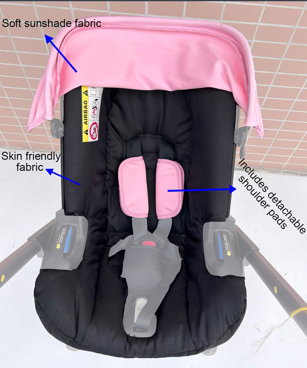 Seat Cushion Changing Kits Clothes, Sun Shade, Stroller Canopy Compatible with Doona Car Seat & Stroller (Pink Black), Pack of 1