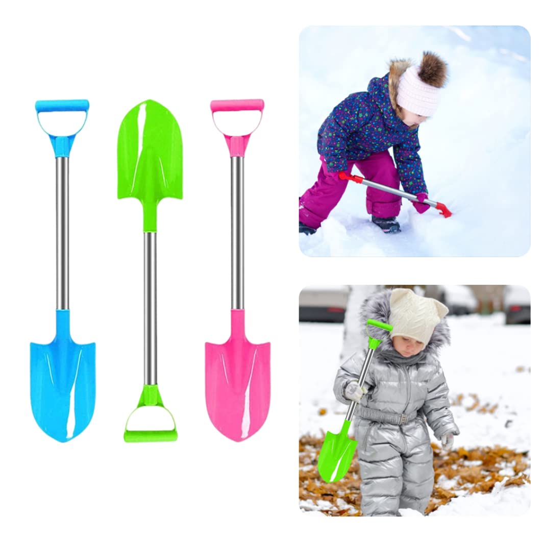 Schneeschaufel für Kinder, Edelstahlgriff, Strandschaufeln, Kunststoffspaten, Schaufeln, Schneewerkzeug, 3 Stück