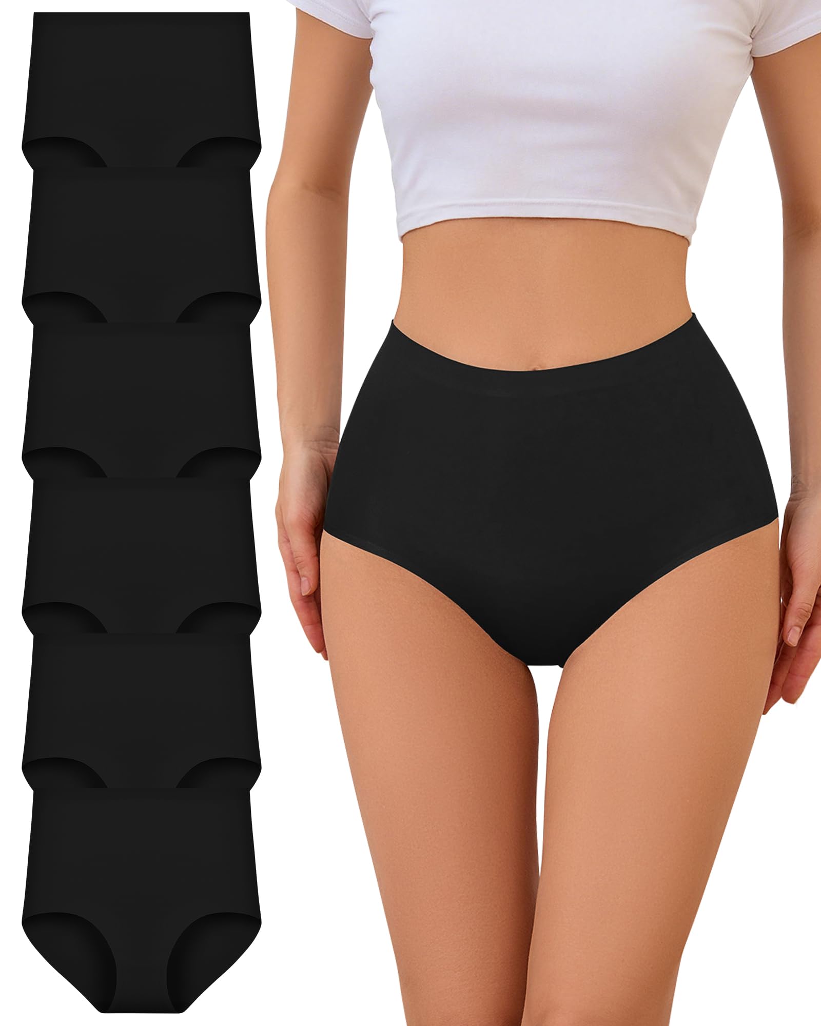 TDONE Bauchweg Seamless Slips Damen Hohe Taille Unterhosen Damen Nahtlos Stretch Nahtlose Unterwäsche Frauen Unsichtbar Taillenslip Pantys 6er Pack