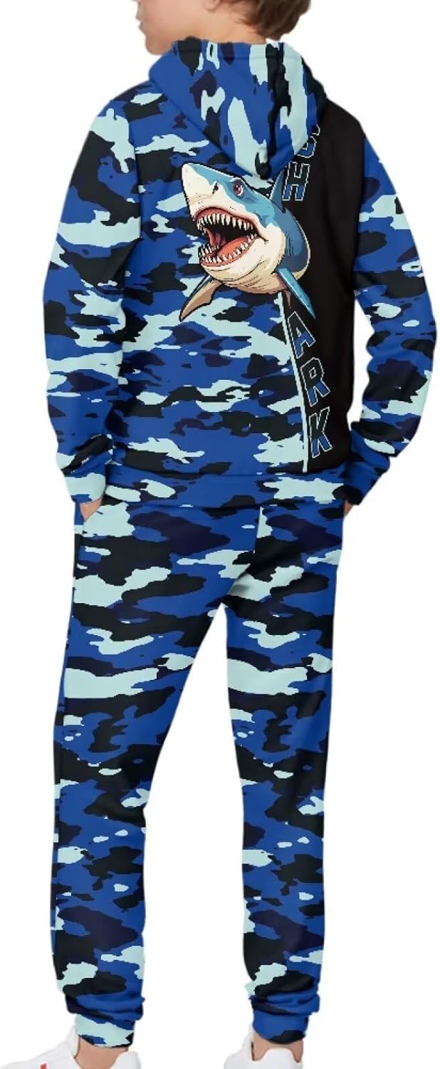 doginthehole Boy's 2 Piece Active Tracksuit Sets Casual Pullover Sweatsuit Long Sleeve Sweatshirts & Jogger Pants 5-12Y