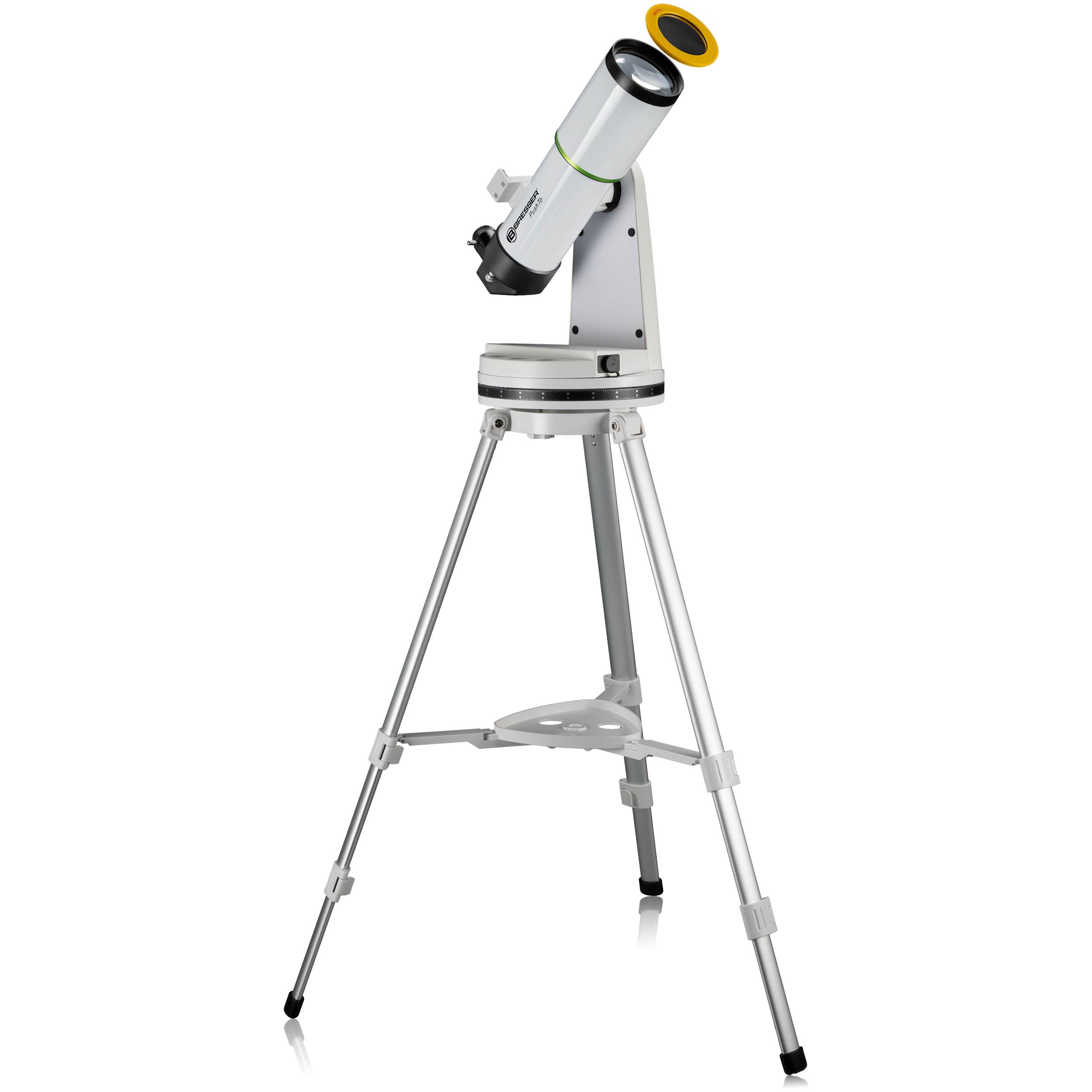 Bresser PushTo AR-80/400 Smart Teleskop für IOS, Android und Windows, 80mm Objektiv, 400mm Brennweite, Bluetooth, mit Stativ und Smartphone-Adapter
