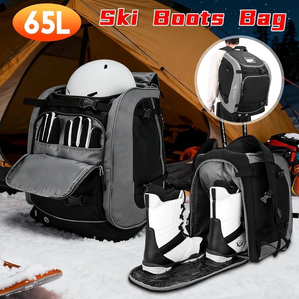 Torby na buty narciarskie Plecak narciarski 65L, torba na buty, unisex, duża pojemność, wodoodporny, na kask, na wędrówki torba bagażowa