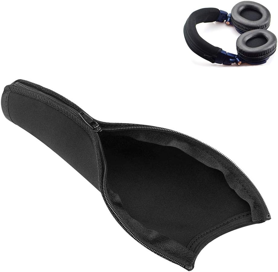 ATH M50X Headband Cover Replacement Headband Protector with Zippe for ATH M50X M50 M40X M40 M30X M20X Headphones Replacement Headband Cushion Pad(Black + No Tool Needed)