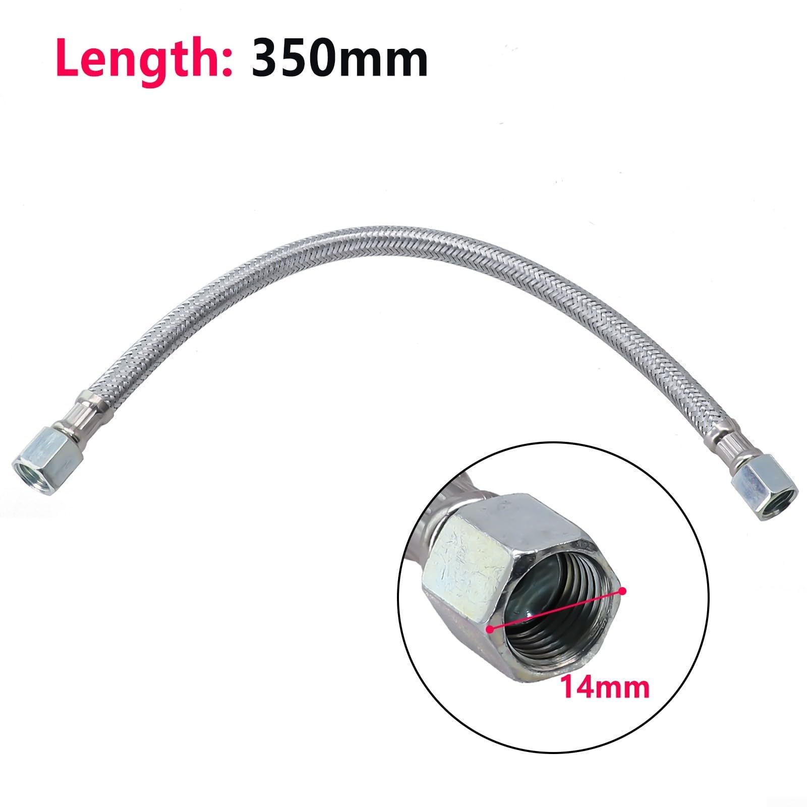 Compressore per tubo di collegamento in acciaio inossidabile con 2 adattatori. Tubo dell'aria flessibile per sistema di condotte ad aria compressa, lunghezza 35,0 cm. Raccordi a doppia rotazione su