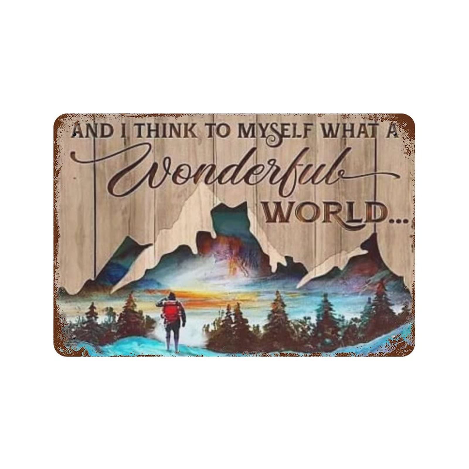 Retro Metall-Blechschild 'What A Wonderful World' – 20,3x30,5 Cm, Aluminium, Für Wanddeko
