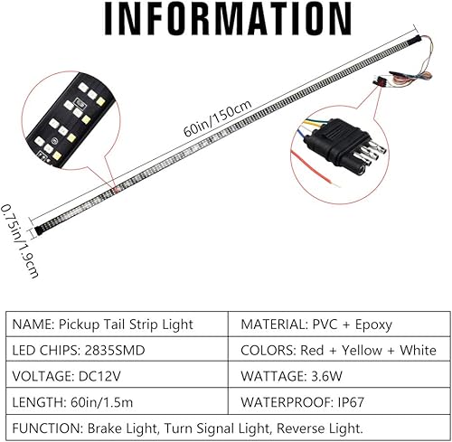 Miniatura 2 de 1797 Barra de luz LED para puerta trasera, freno trasero, tira de marcha atrás, señal de giro inversa, para camioneta, camioneta, remolque, SUV, RV,