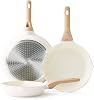 Kordisen Ceramic Nonstick Frying Pan Set, 3 Piece Induction Ceramic Pans Set, Healthy and Non-Toxic, PFOA & PFAS Free (24/28/32cm)