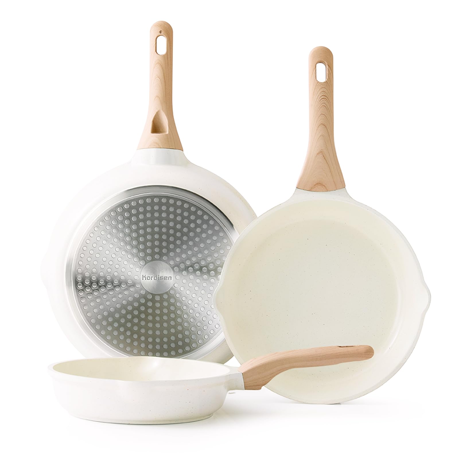 Kordisen 3-częściowy zestaw patelni ceramicznych z powłoką ceramiczną 24/28/32 cm, zdrowe i nietoksyczne, wolne od PFOA i PFAS