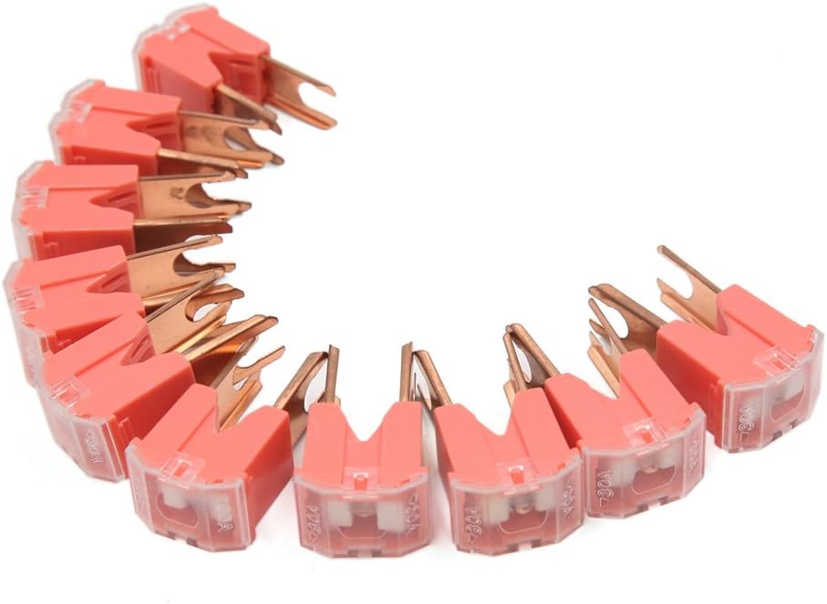 10Pcs Pink Plastic House Shape 20A Male Blades Fuse Connector for Cars Vehicle
