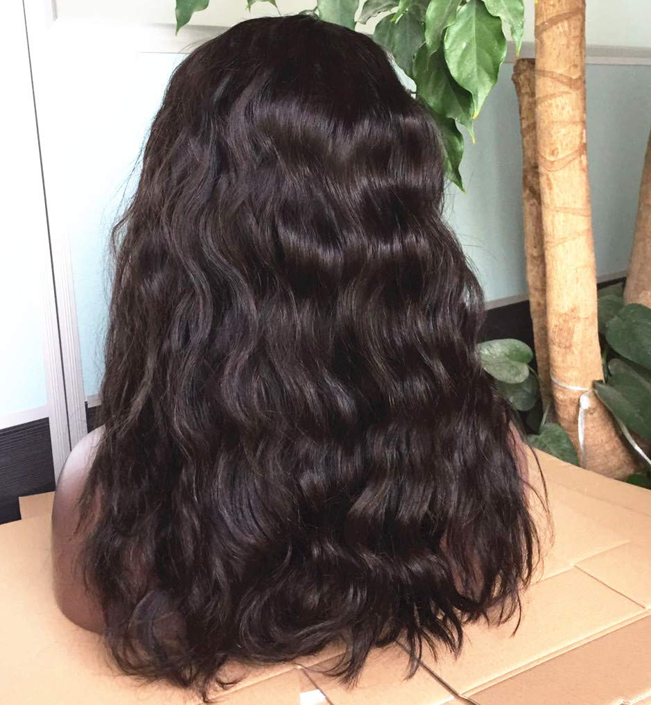 Human Hair Lace Front Wig Glueless Short Bob Wavy 4x4 Closure Wig with Baby Hair for Black Women 16 Inch 130 Density Natural Color