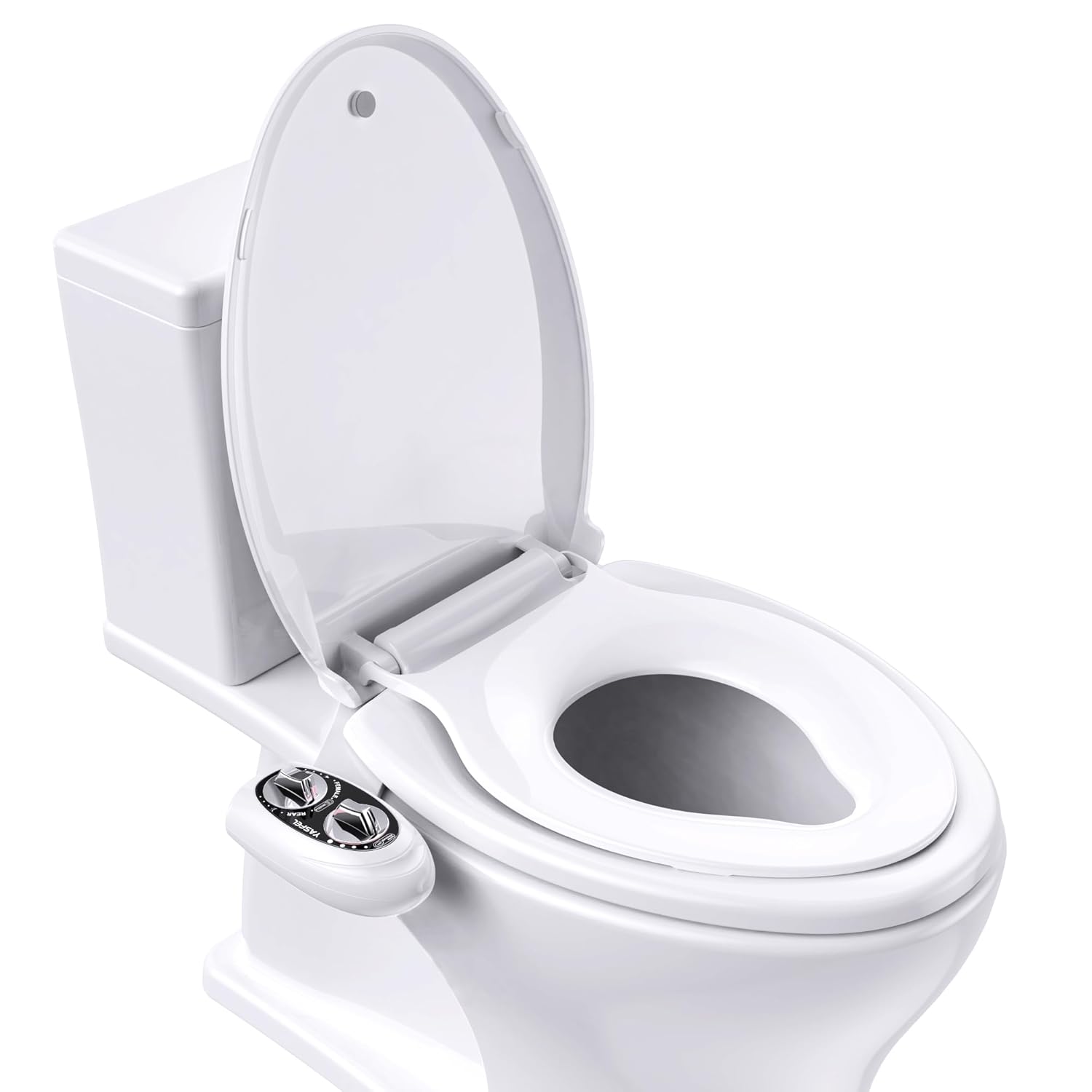 YASFEL Bidet Attachment for Bidet and Elongated Toilet Seat with Built in Potty Training Seat (Black and White)