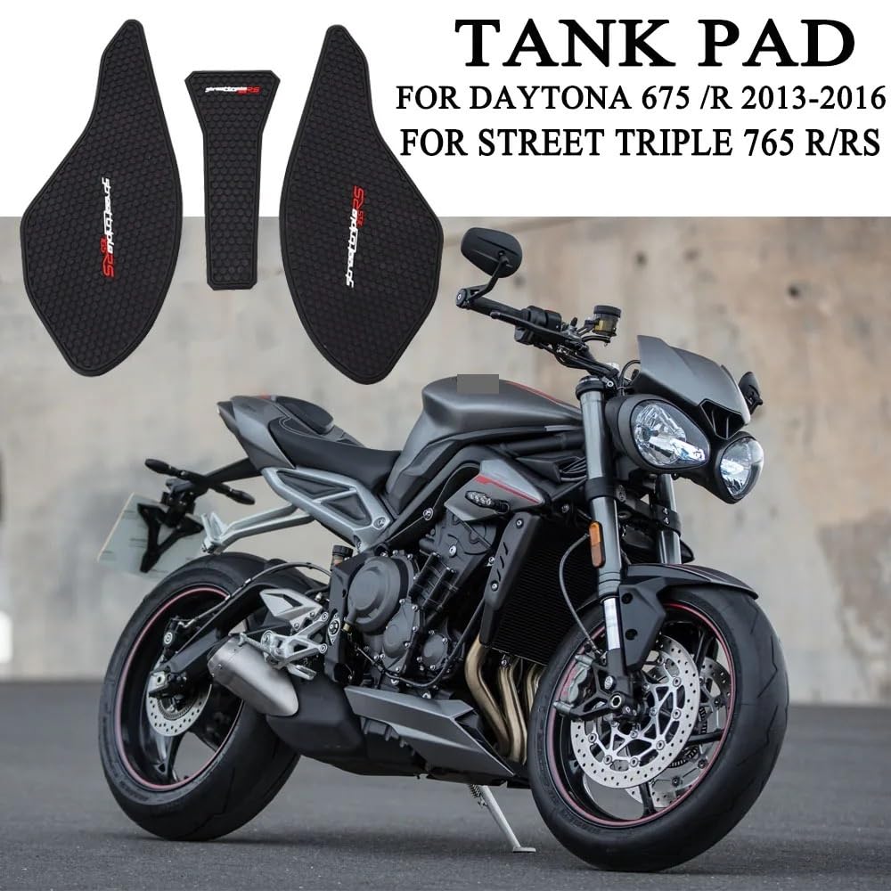 Motorrad Tankaufkleber Kompatibel Mit Triumph Für DAYTONA 675/R Für STREET Für TRIPLE 765 R/RS Seitliche Kraftstofftank-Pads, Schutzaufkleber, Aufkleber, Gas-Kniegriff-Traktionspad (Color : 1