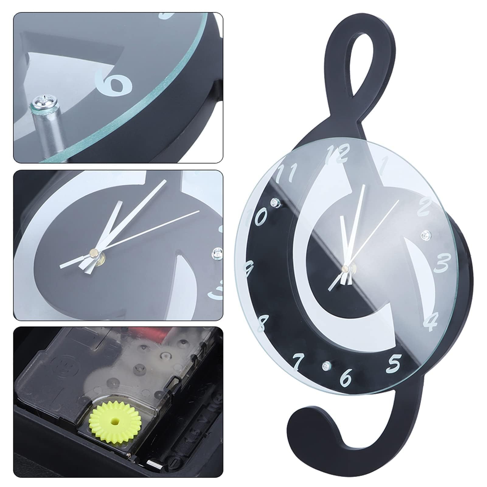 Horloge Murale Électronique Note Musique Innovante, Horloge à Quartz Silencieuse, Décoration de Maison