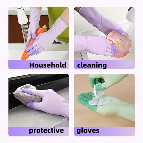 Miniatura 4 de Household Cleaning Durable Latex Women's Gloves Short, Reusable Dishwashing Work Gloves Anti Slip Powder Free