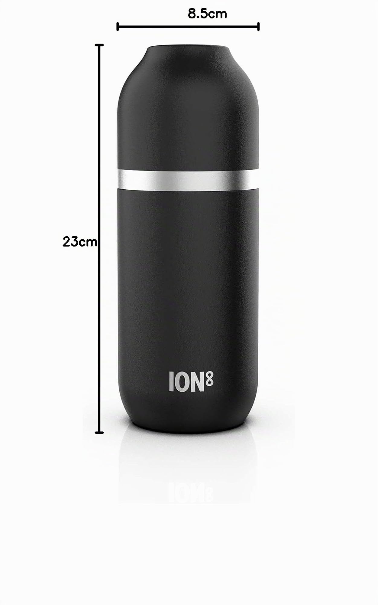 ION8 Gourde Isotherme ThermoShield pour Boissons Chaudes ou Froides, Grande Tasse Isotherme, Capacité de 2 Tasses, Bouchon Magnétique et Base Souple - Élégant et Écologique, Noir