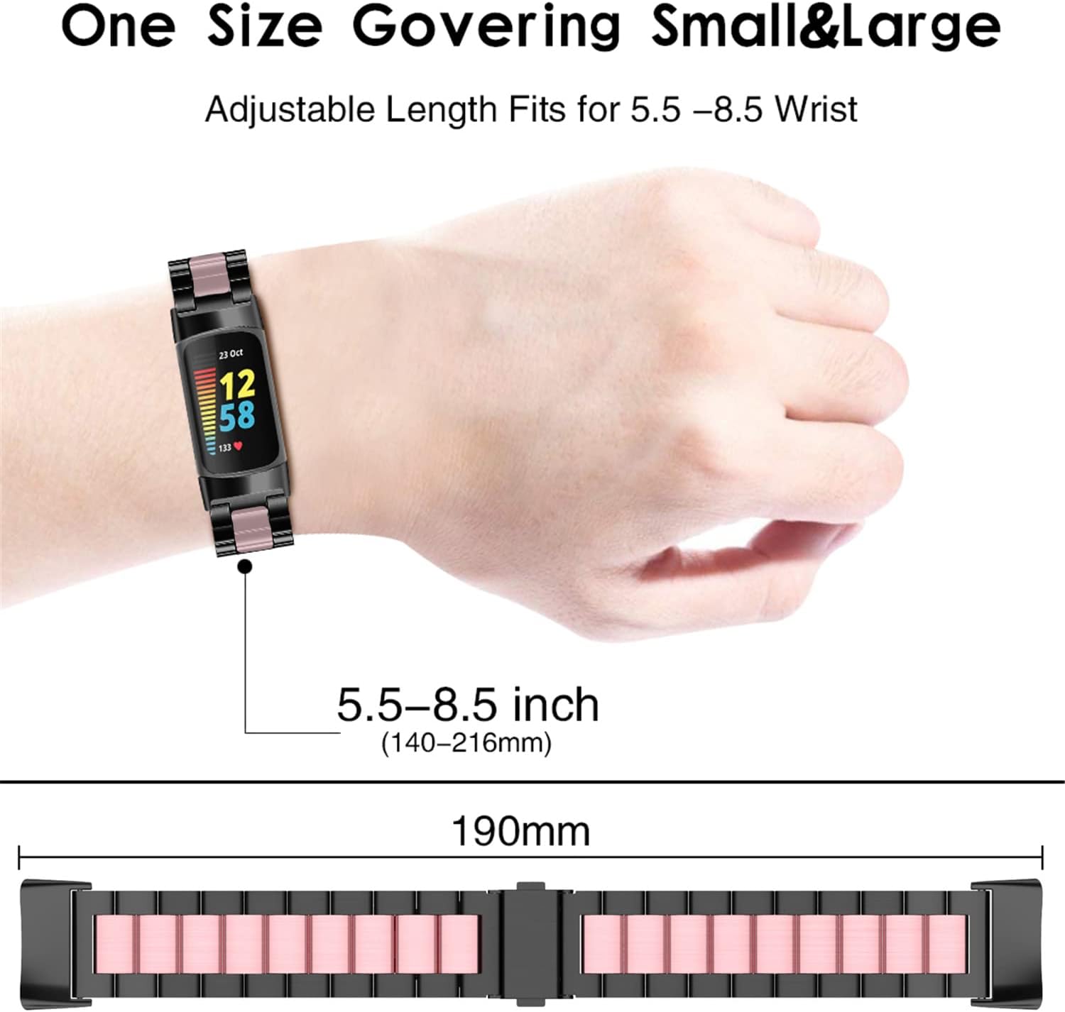 Metal Band Compatible with Fitbit Charge 6/Charge 5 Stainless Steel Metal Watch Band Strap Bracelet Replacement Wristband Accessories for Charge 6/Charge 5 image 4