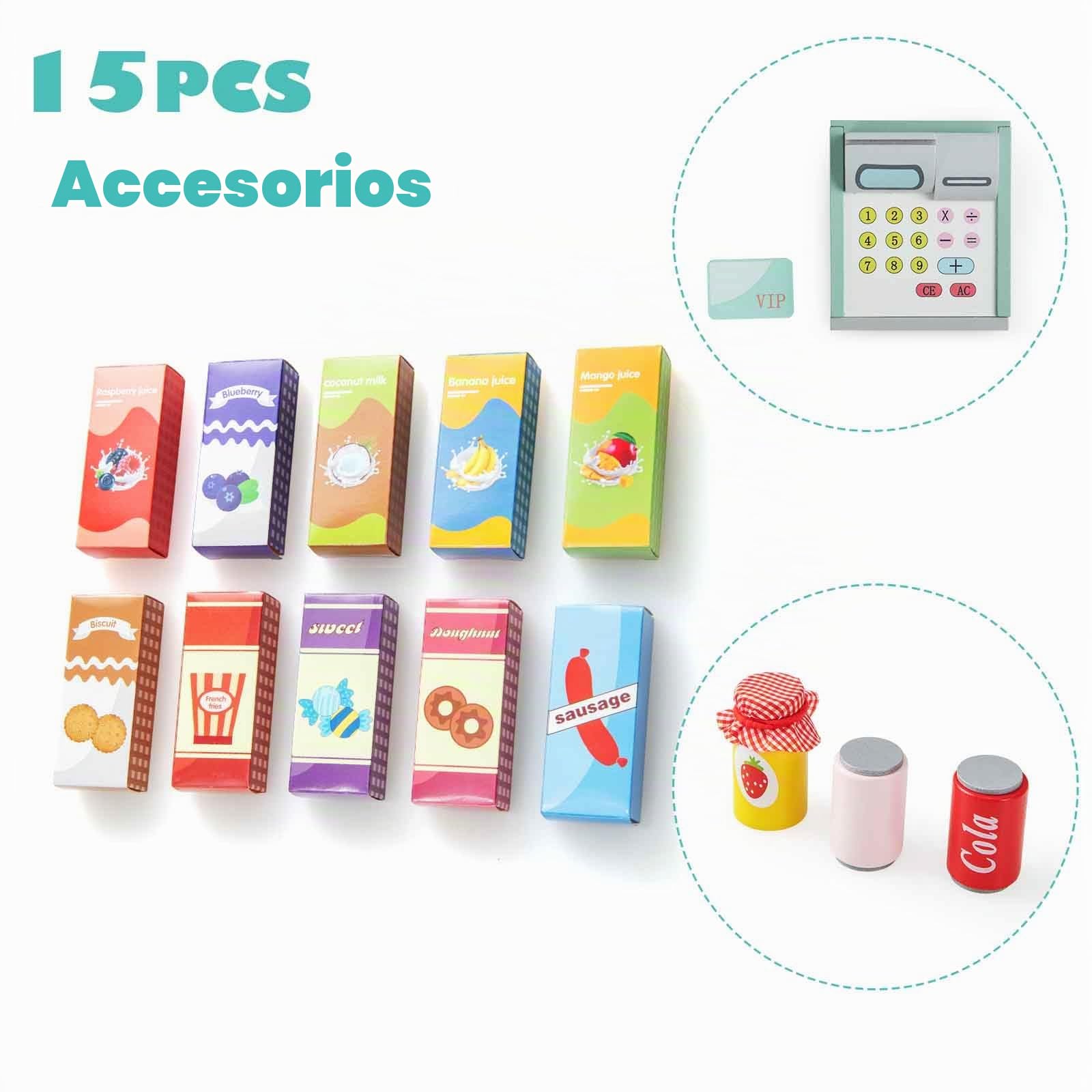 HOMASIS Tienda Infantil de comestibles, Tienda de Madera con mostrador Lateral, Juego de supermercado con Caja registradora, TPV, Máquina expendedora, para niños de 3 a 8 años (Verde Claro 89x57x88)