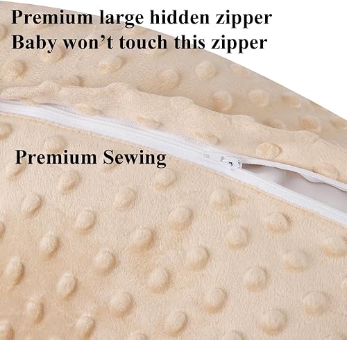 Miniatura 5 de Dot - Juego de 2 fundas de almohada de lactancia, ultra suaves, compatibles con almohada Boppy, almohada estándar para bebé, niño, niña, café claro,