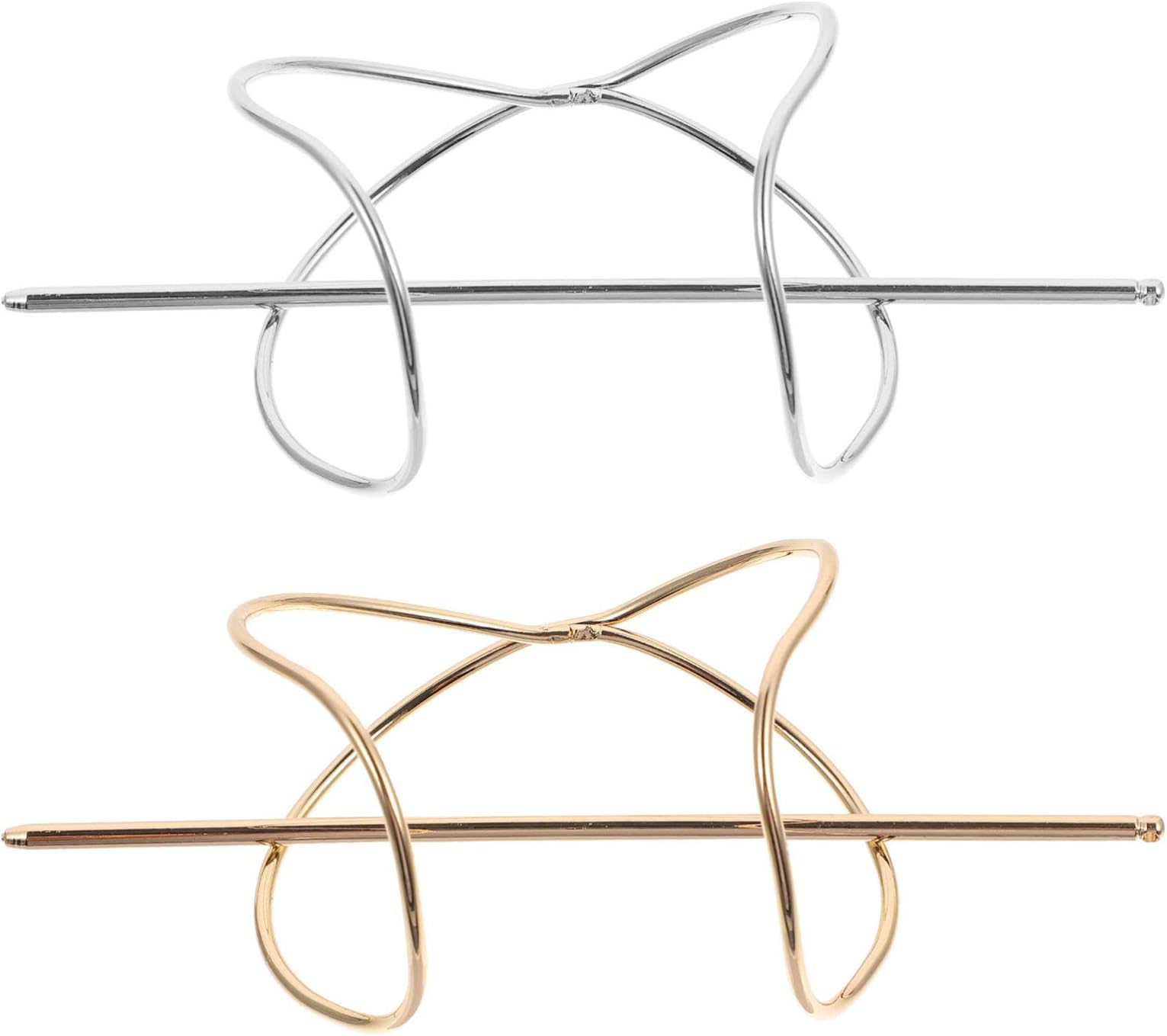 FRCOLOR 2pcs Metal Hair Stick Pin X Shaped Hair Cuff Bun Holder Hair Clip Vintage Bun Cage Hairpin Clamp