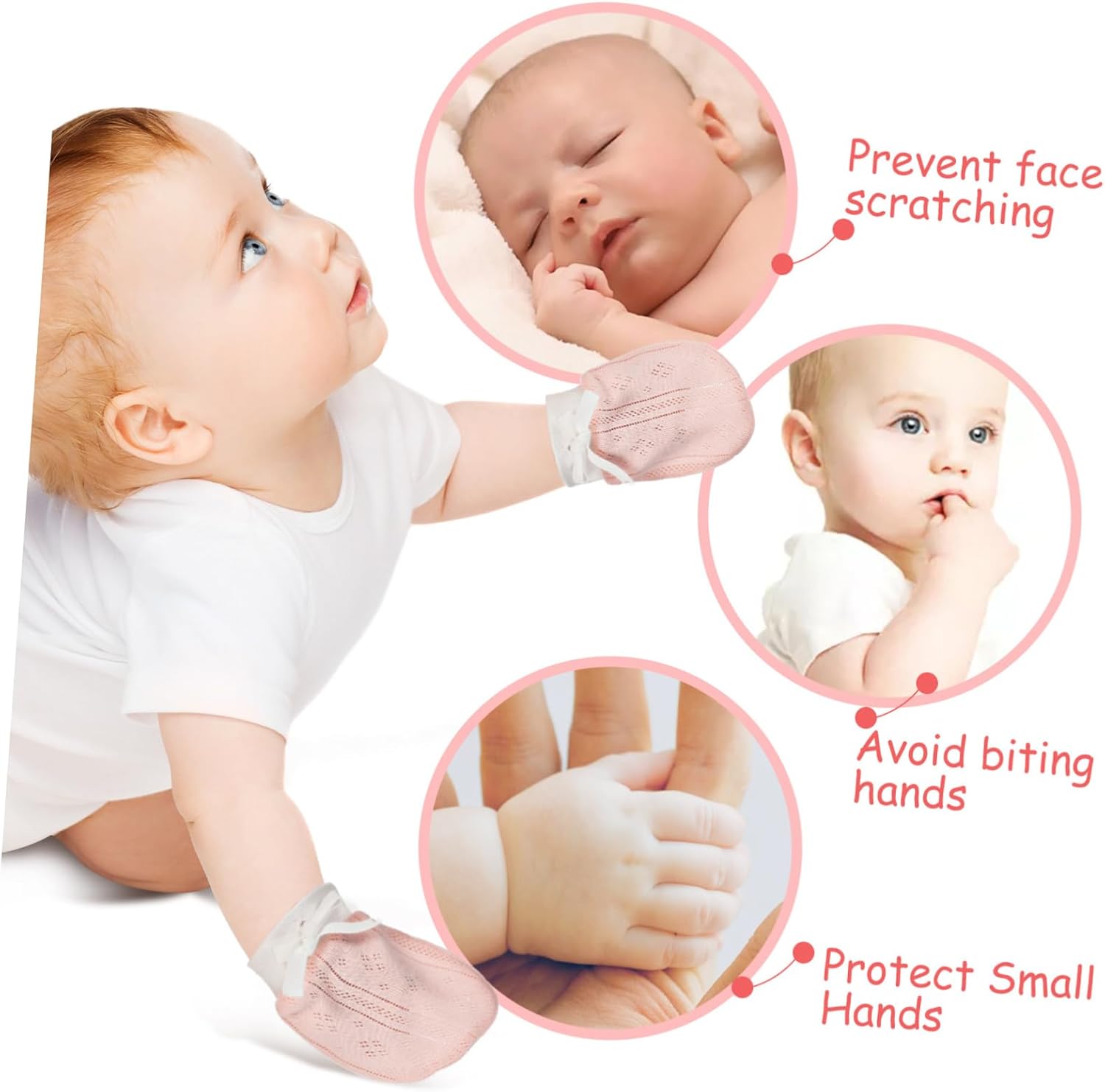 2pairs Boy Girl Winter Mittens Soft Newborn Mittens No Scratch Cotton Gloves for Newborns Months Registry for