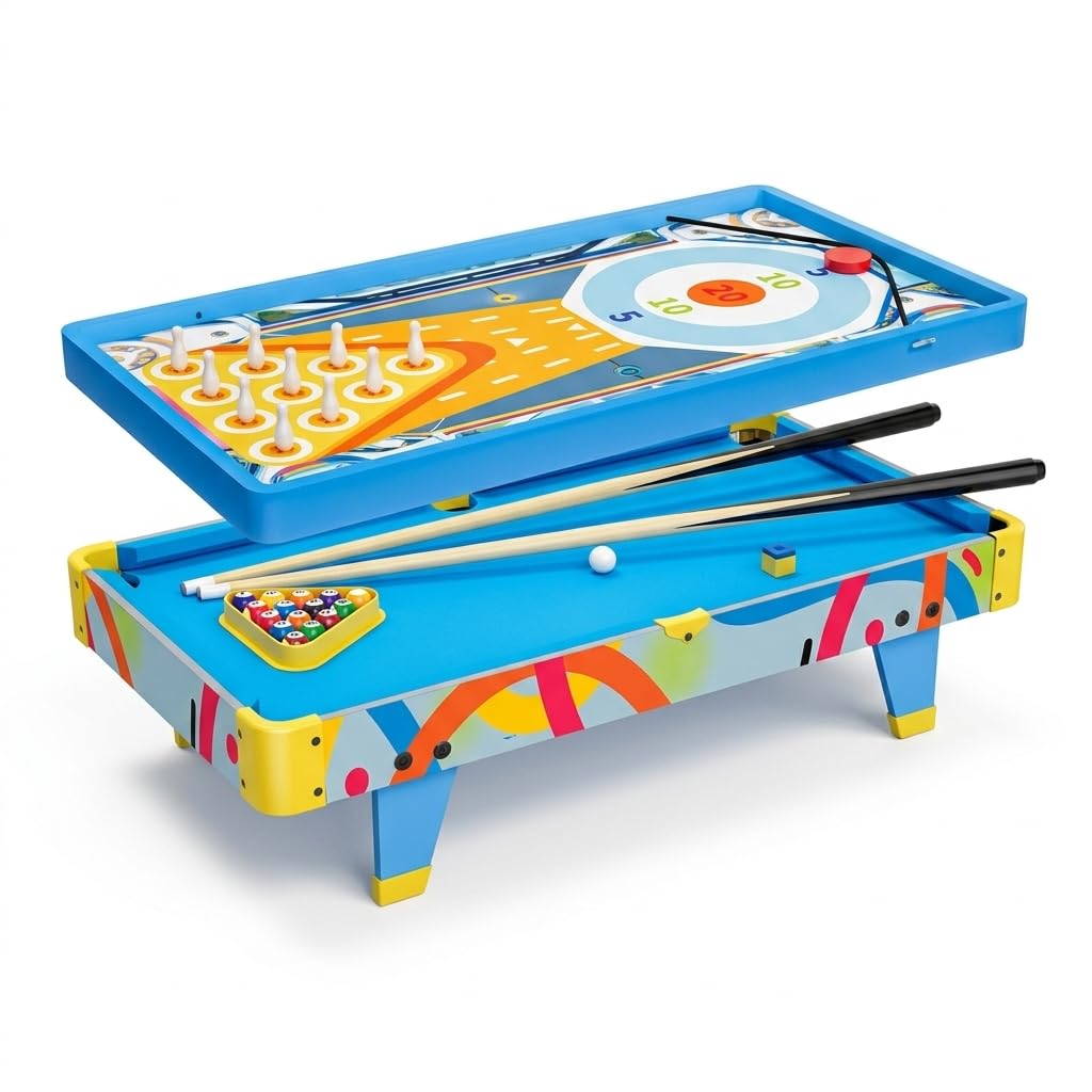 Tavolo Multigioco per Bambini: Calcio Combinato, Biliardo, e Hockey su Ghiaccio per Divertimento in