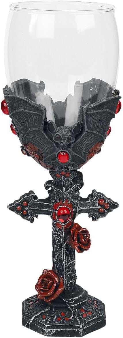 Nemesis Now B4479N9 Carpe Noctem Goblet 20cm, Resin w. Stainless Steel, Black