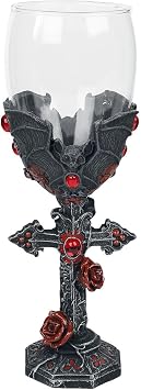 Nemesis Now B4479N9 Carpe Noctem Goblet 20cm, Resin w. Stainless Steel, Black