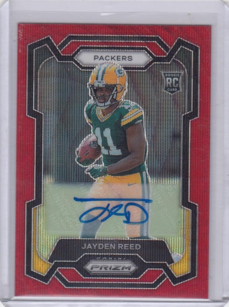 Football Trading Card 2023 Panini Prizm Rookie Autographs Prizm Red Wave #334 Jayden Reed EX++ Excellent++ 141/149 Packers