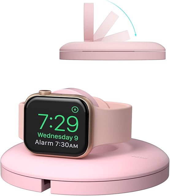 PZOZ Charging Stand for SE Apple Watch Series 8/7/6/5,iWatch Series 4/3/2/1 Smartwatch Desk Charger Storage Dock With Night Stand Mode i Watch Accessories (Not included Apple Watch Charger)(Pink)