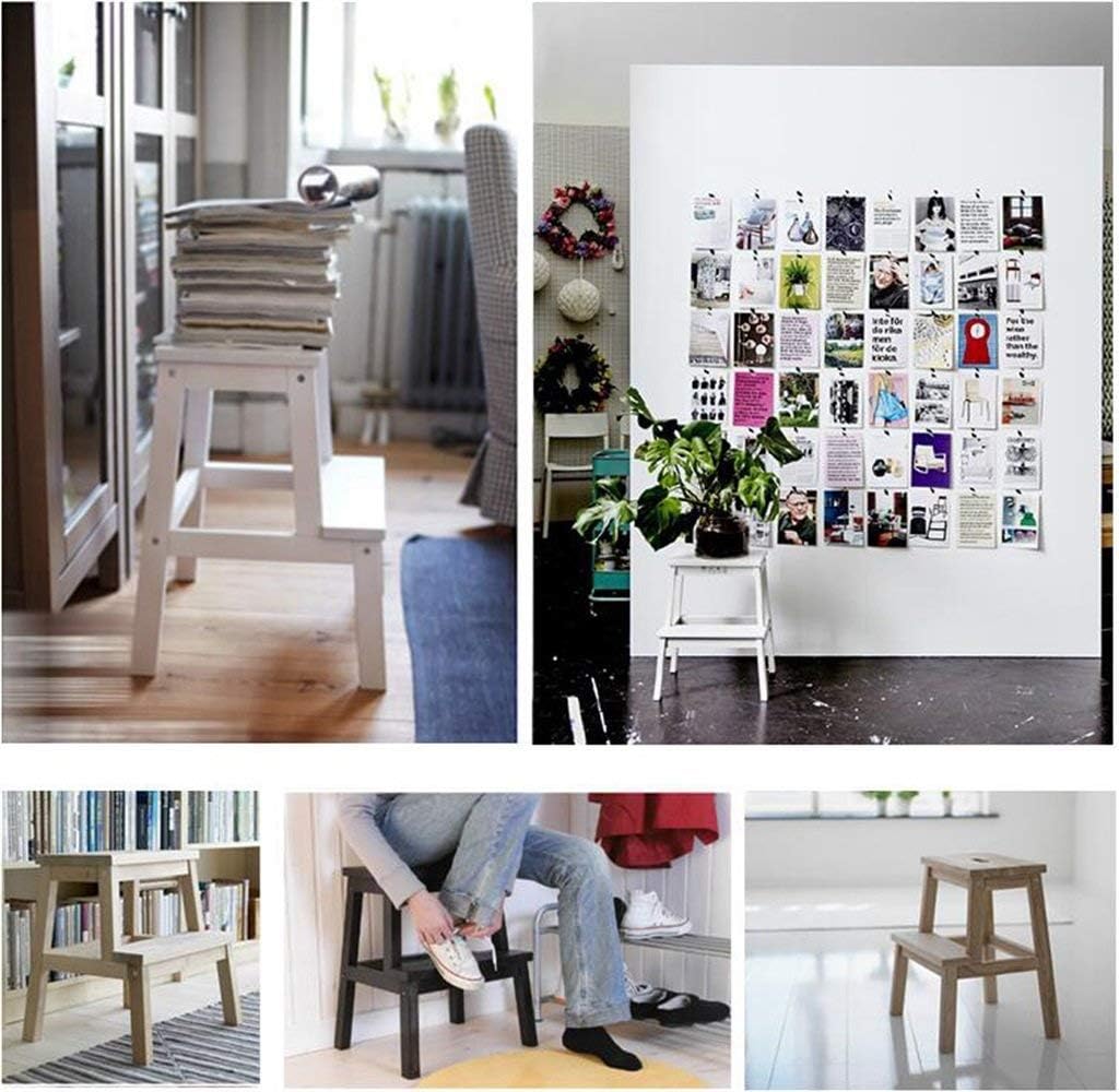 Footstool, Folding Steps Solid Wood Ladder Stool Multifunctional Footstool Living Room Changing Shoes Stool and Step Stools with 3 Steps (Color : Wood Color)