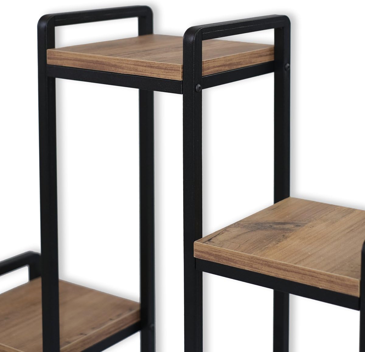 Rechteckig Plantentisch aus Metall & Holz – Rechteckiger Blumenständer für Innen & Außen – Pflanzentisch & Pflanzenhalter – Garten- & Wohn-Dekoration – Modernes Design – Schwarz