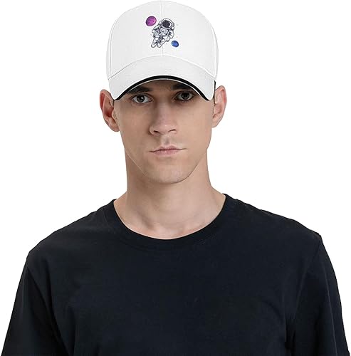 Vista 58 de Gorra de béisbol de astronautas flotante en el espacio para hombres y mujeres, ajustable, divertido sombrero para papá Negro