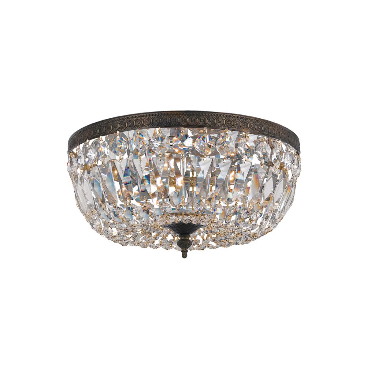 Crystorama716-EB-CL-SAQ Crystal Three Light Flush Mount from Ceiling Mount collection in Bronze/Darkfinish,