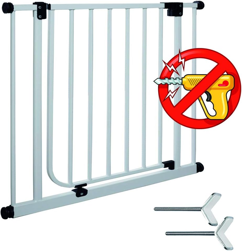Impag® door and Stairs Safety Barriers in 4 Color 212 cm Safety Barriers to fit Widths from 62 cm | Height 77 cm No Drilling Required | Installation facile| Baby Stair Gate (S), Dogs