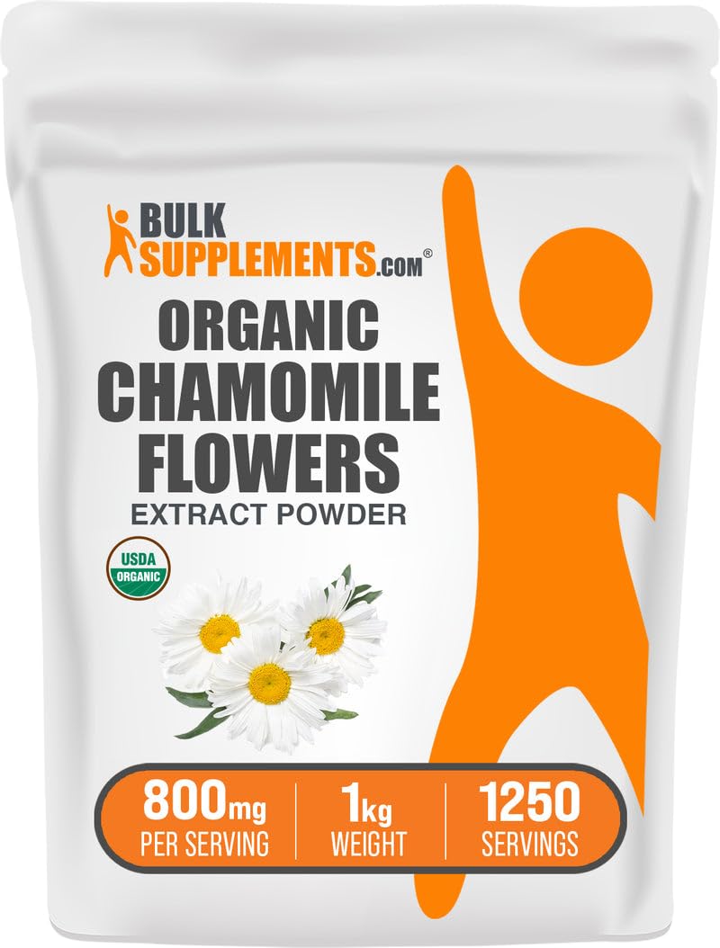 BulkSupplements.com Organic Chamomile Extract Powder - Herbal Supplement, Sourced from Chamomile Flowers - Vegan & Gluten Free, 800mg per Serving, 1kg (2.2 lbs) (Pack of 1) 35.2 Ounce (Pack of 1)
