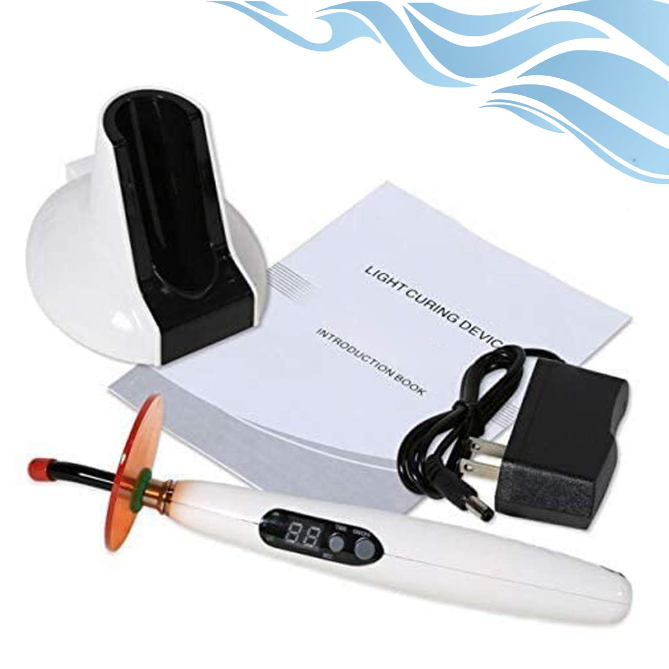 Lampe en Résine Composite 1500 MW/cm² avec Synchronisation Intelligente, Fonction Anti-Court-Circuit, 3 Modes, Station d'accueil Rechargeable, Longueur d'onde 420-480 nm