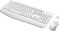 Vista 12 de Combo de teclado y mouse inalámbricos de tamaño completo 2.4GHz con cómodo reposamanos y mouse óptico inalámbrico para Windows, Mac