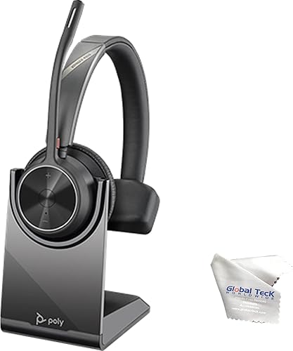Poly Voyager 4310 UC - Auriculares inalámbricos Bluetooth (USB-A) con soporte de carga para auriculares, micrófono con cancelación de ruido, Mono -