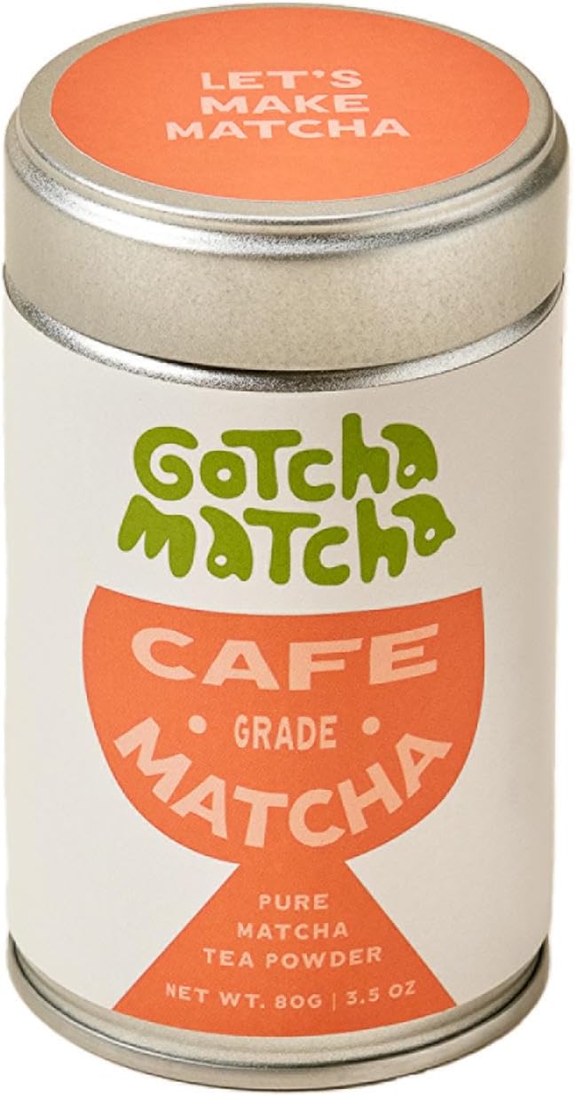Gotcha Matcha 100% pure- Authentic Japanese matcha- Premium Cafe Grade Matcha - No Sugar- 80g tin- BPA free