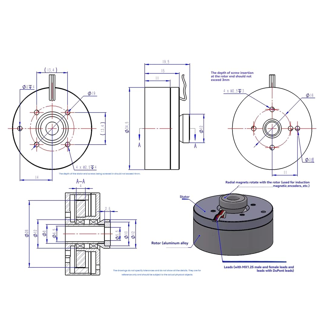 SimpleFOC Mini Simplefocmini Treiberplatine 2804 Außenläufer BLDC Motor Kit mit AS5600 Magnetencoder, Neodym-Magnet Hohl