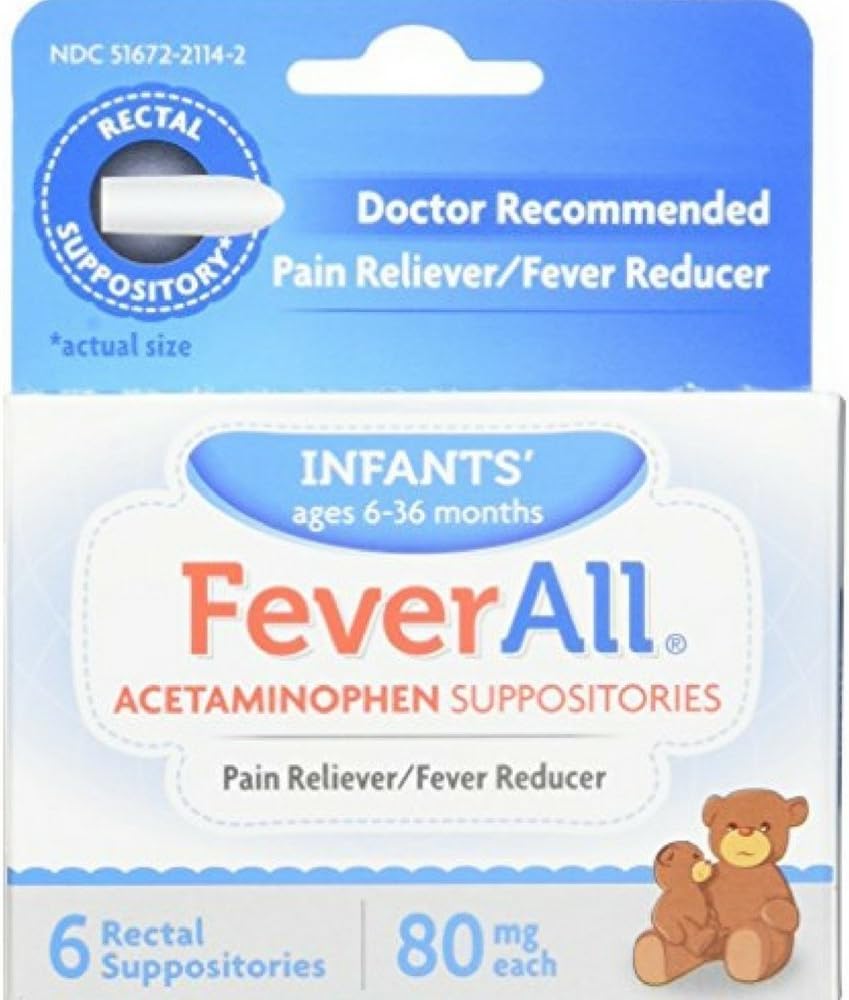 FeverAll Infants Acetaminophen Suppositories 6 Rectal Suppositories, 6 Count (Pack of 4)